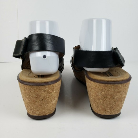 Clarks Womens US 10 Rosemund Dune Platform Sandals Black Slingback Hook And Loop - Picture 5 of 12